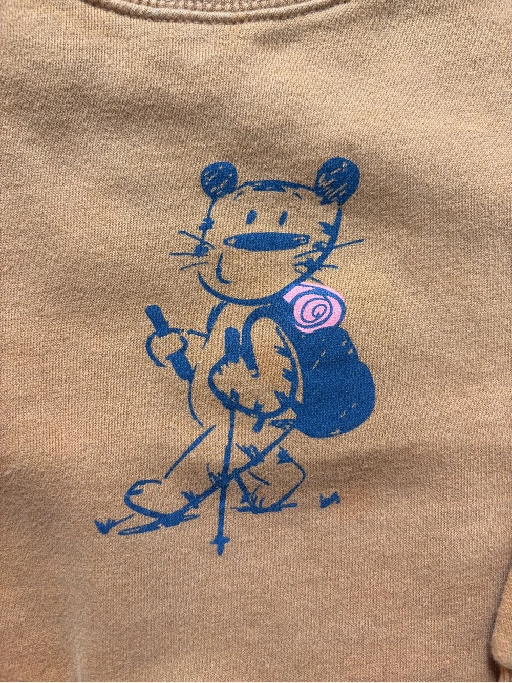 ZARA Kids' Mustard Crewneck Sweatshirt with Bear Graphic